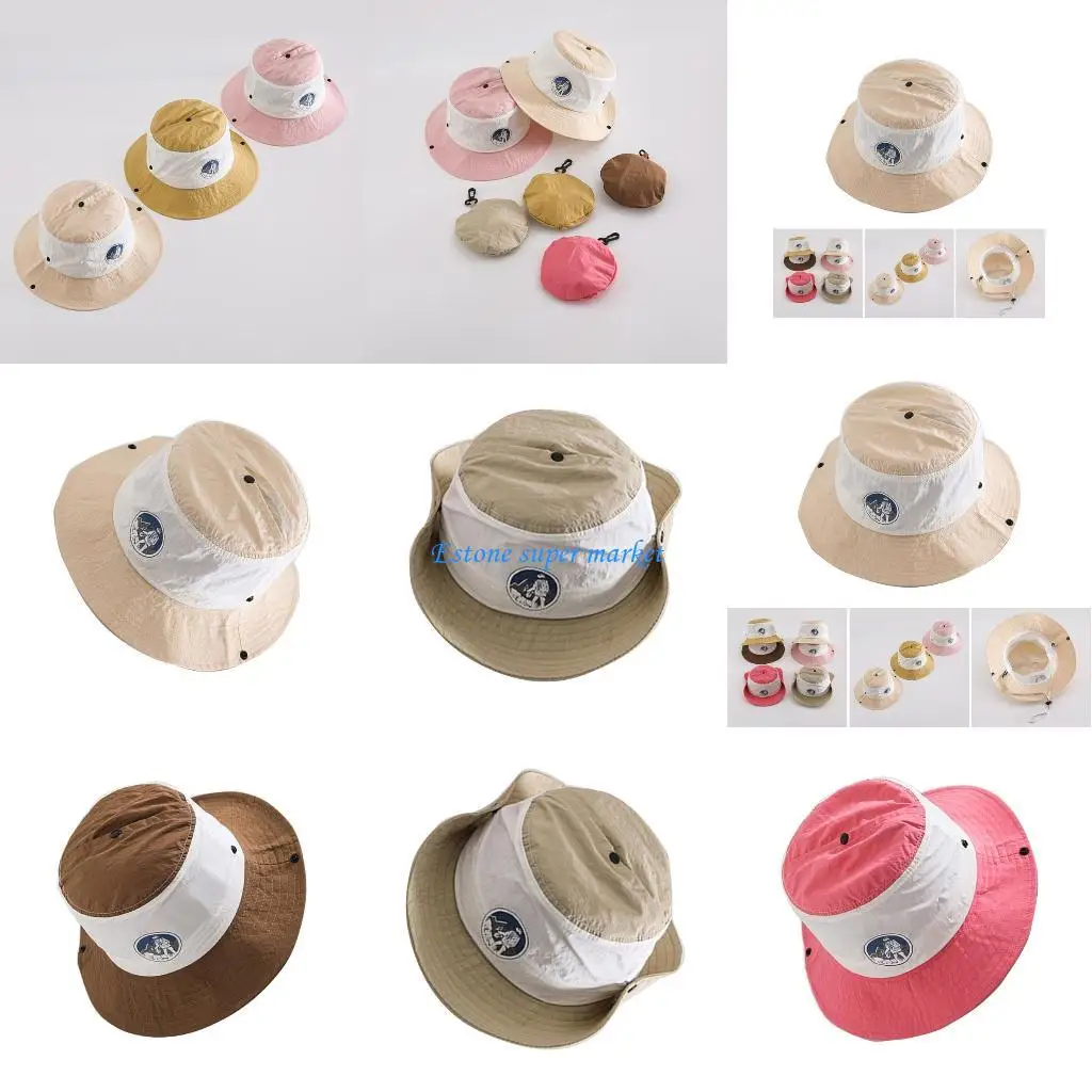 

090B Foldable Fisherman Hat for 3-12T Kids Infant Quick Drying Bucket Cap Sunproof Caps Spring Summer Outdoor Sunshade Hats