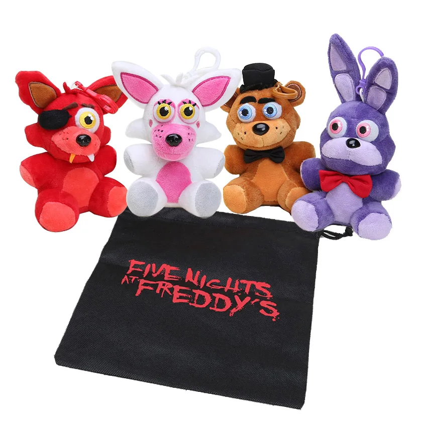 5 Stück Freddy Foxy Bonnie Chica Plüschtiere Schlüsselanhänger Anime Plüschanhänger Gefüllte Plüschpuppen Spielzeug