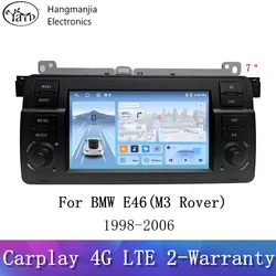 Hangmanjia-Leitor multimídia sem fio para carro, rádio Android Auto, CarPlay para BMW E46, M3, 318, 320, 325, 330, 335, 1998-2006, GPS, sem 2Din