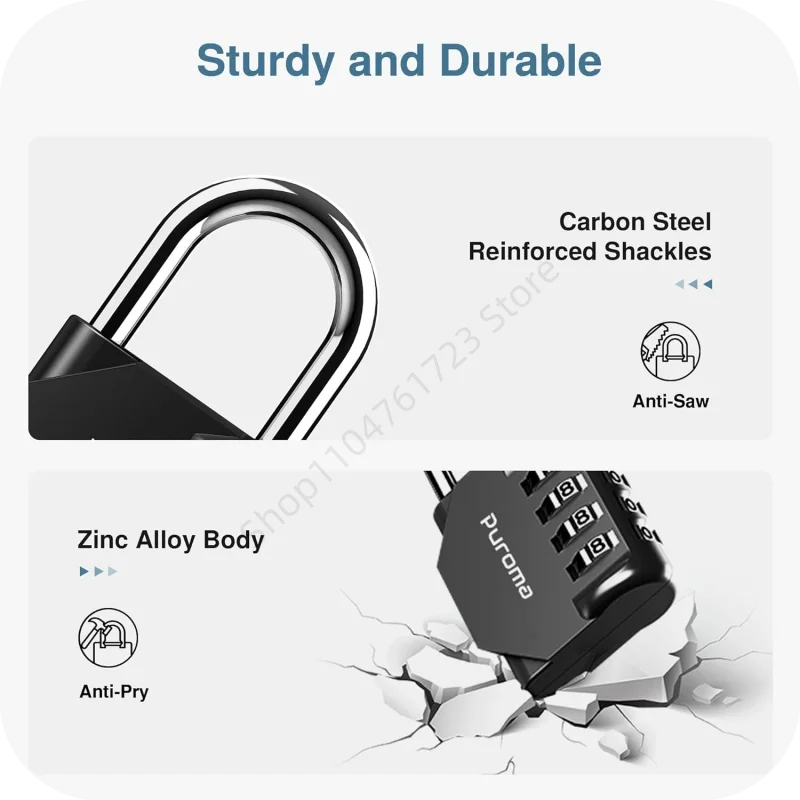 Mini Combination Lock Resettable 4 Digit Padlock with Combination Waterproof and Heavy Duty Combination Padlock Outdoor