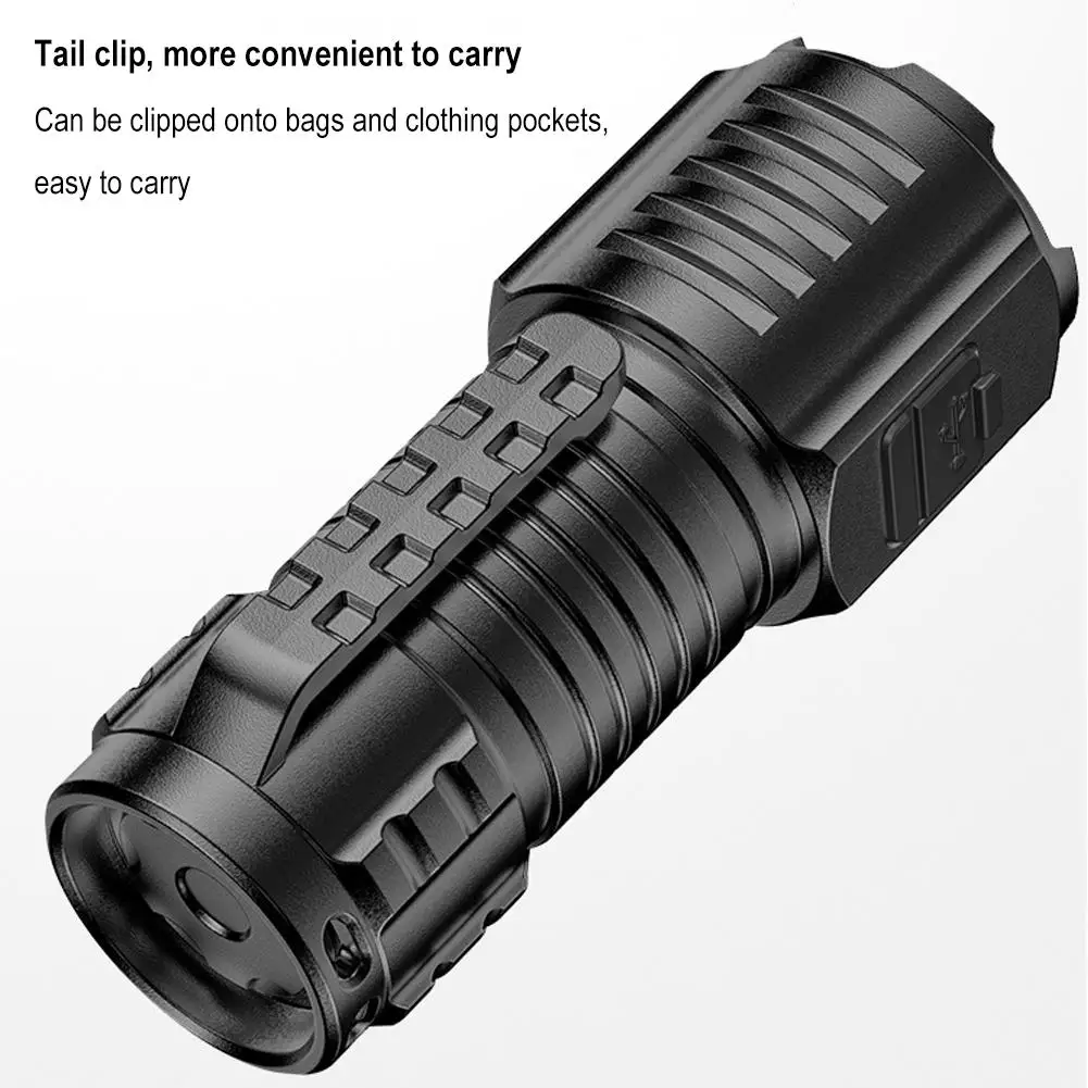 USB Rechargeable Mini Flashlight COB+XPE Portable Built-in Battery Zoomable Small Torch Camping Emergency Flashlights