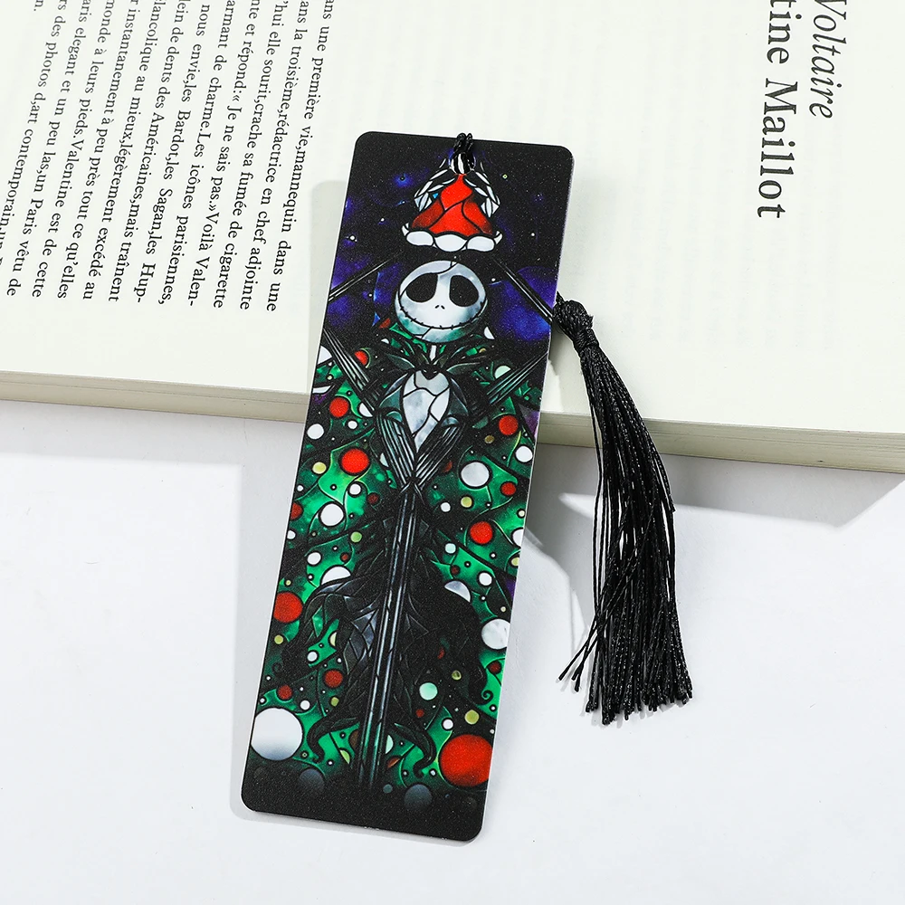 1Pcs Nightmare Before Christmas Bookmarks For Fans Collection Acrylic Bookmarks Tassels Reading Markers Family Friends Gifts