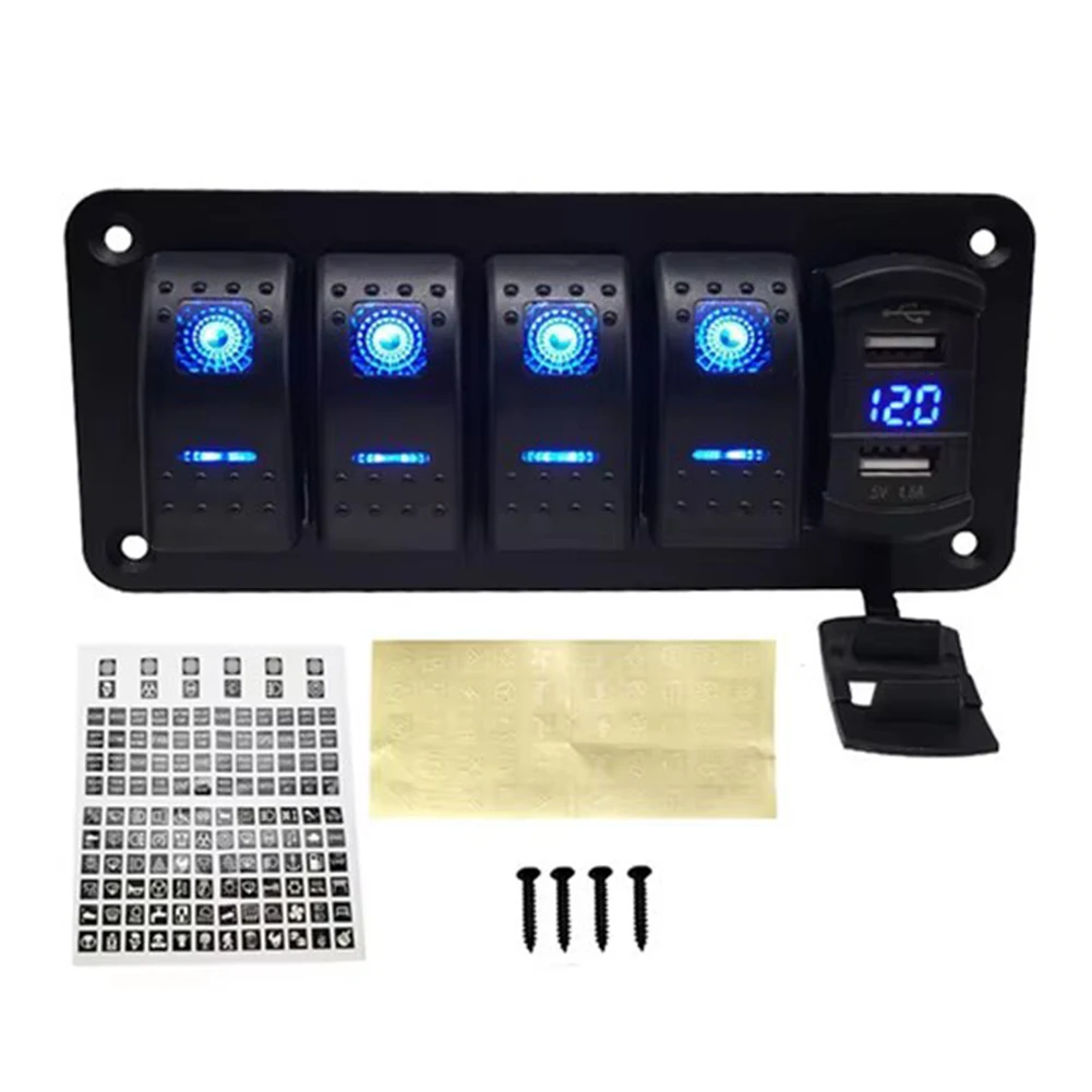 

DIY Projects LED Light Panel 12V 24V Switch Built-In Voltmeter Flame-Retardant Material Overheat Protection For Truck