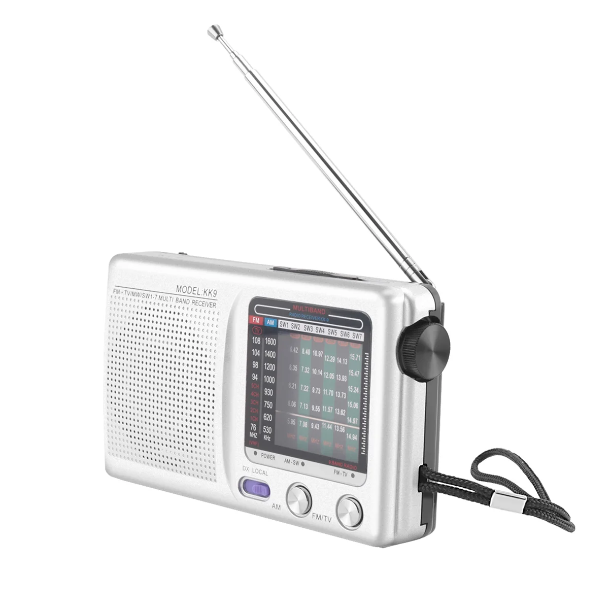 

AM/FM/SW Portable Radio Operated for Indoor, Outdoor & Emergency Use Radio with Speaker & Headphone Jack,Silver