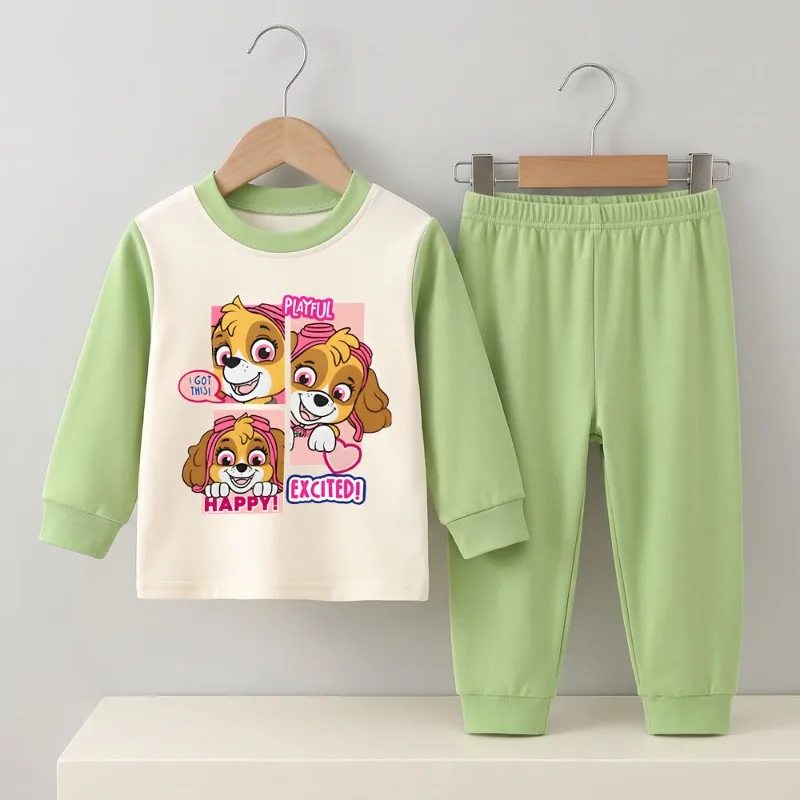 Herbst-Winter Mädchen Freizeit-Schlafanzüge Jungen Samt-Fleece Warme Hauskleidung Sets Kinder Langarm-Unterwäsche Anzug Pyjamas Neu – Detail 3