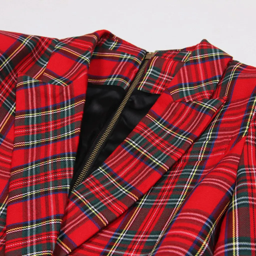 

Women's Elegant Slim-fit Plaid Dress High-End Fashion Spring Autumn New Commuter Long-Sleeved Suit