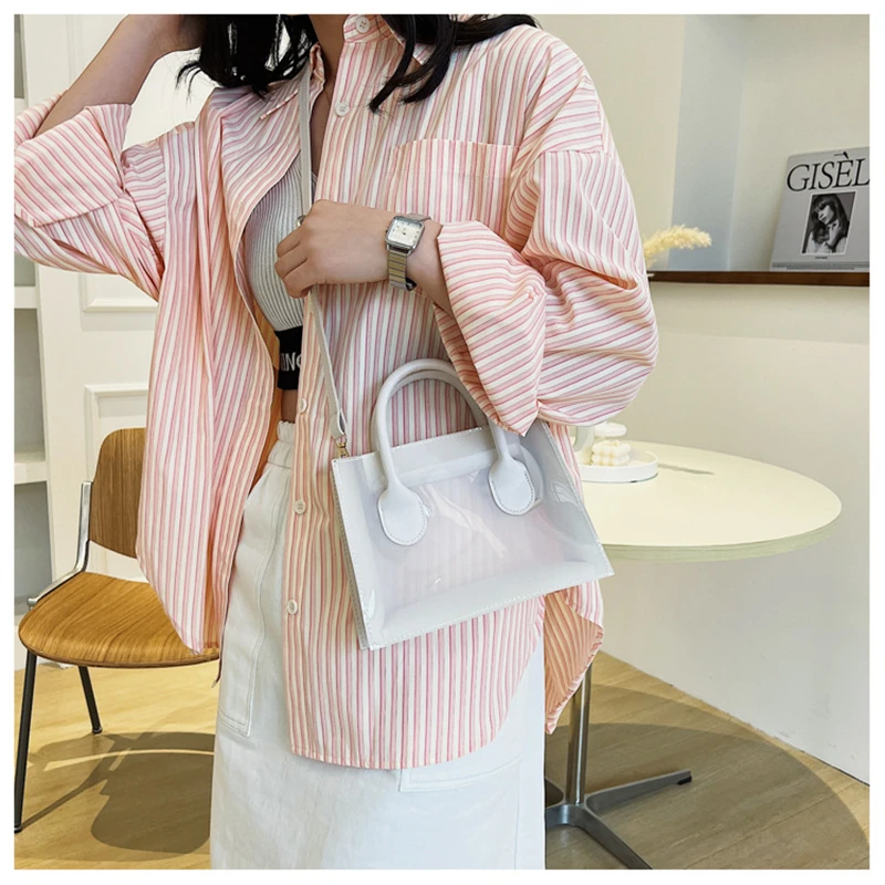 Fashion PVC Jelly Bag Women Transparent Handbag Lady Phone Purse Summer Beach Clear Shoulder Bags