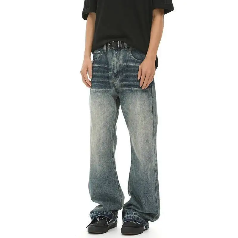 LUZHEN Straight Pleated 2026 New Pattern Original Gradient Washed Jeans Men's Fashion Handsome Casual Vintage Denim Pants JY9054