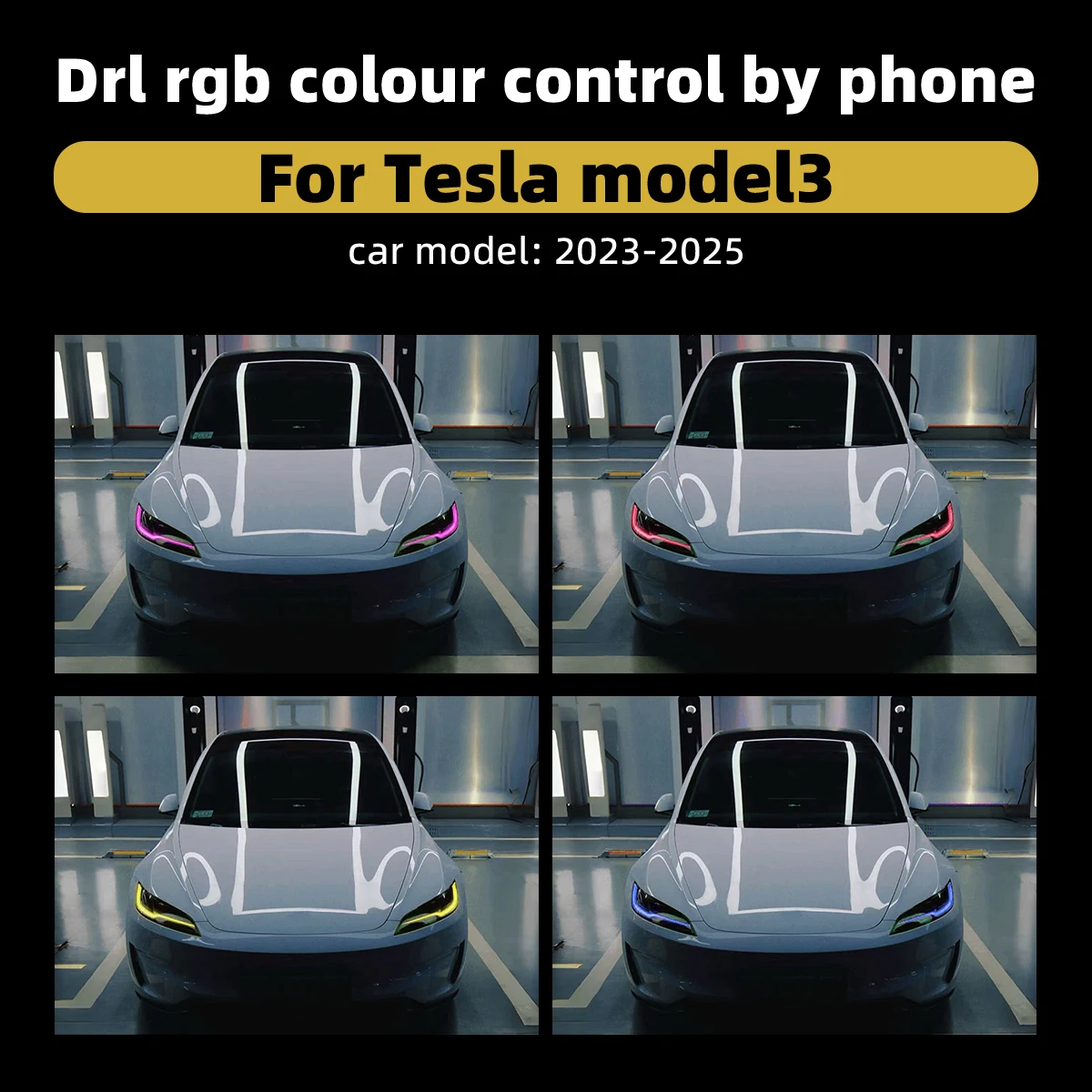 RGB LED DRL Module APP Color Control For Tesla Model 3 2023-2025 Plug and Play Daytime Running Light view 5