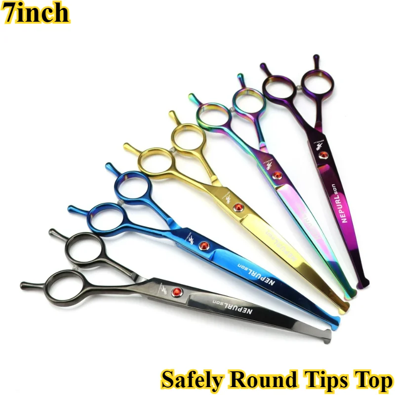 

Professional High Quality 7 inch Dog Cat Safely Round Tips Top Grooming bend Scissors Tool for Pet Eyes/Face/Foot/Nose