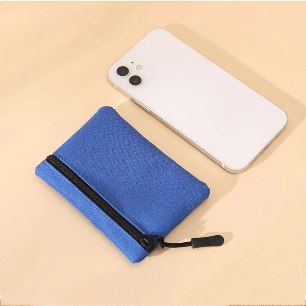 Canvas Mini Coin Purse Simple Zipper Kid Storage Pouch Money Pocket Solid Color Coin Key Bag Women Men