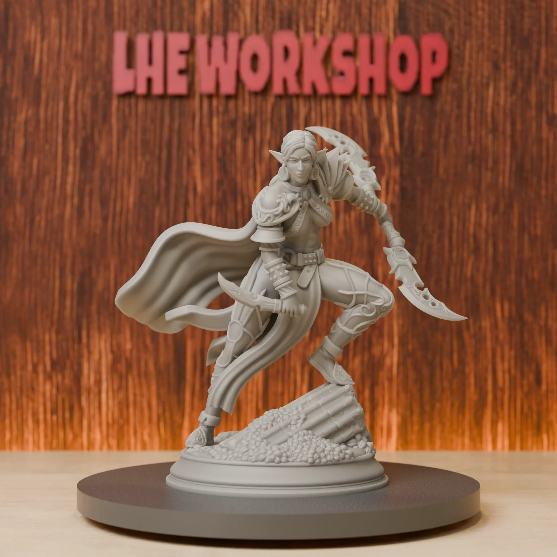 Drow Rogue Assassin Miniatures | 28mm-75mm | Resin 3D Printed DND Pathfinder Mini | Unpainted Grey