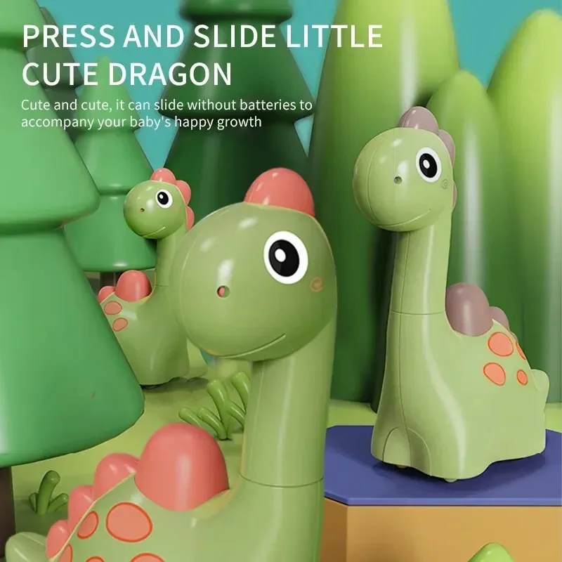 Cute Dinosaur Press And Slide Toy Car Grasp Training Inertia Pull Back Dinosaur Educational Toy