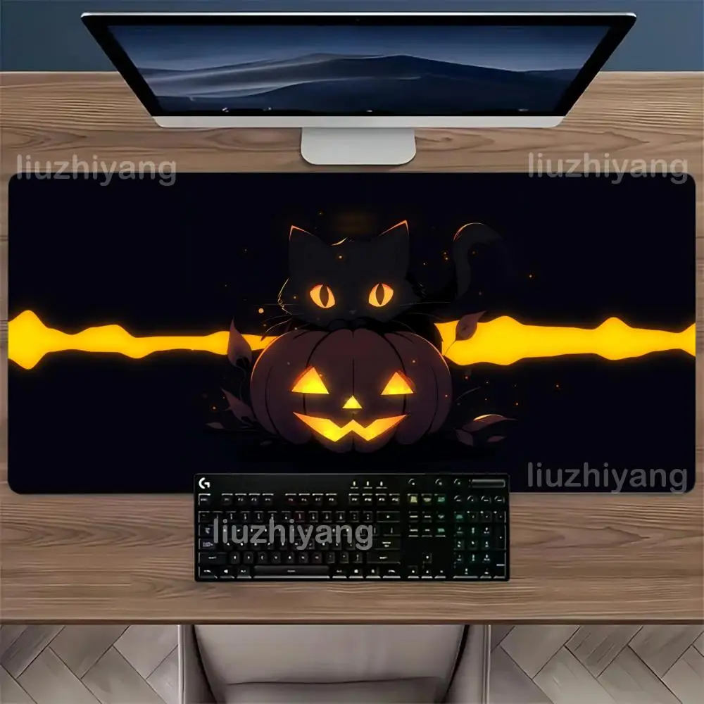 

Halloween Kittens Mouse Pad Large Computer Office Game Table Mat XXL Rubber Anti-slip Stitched Edge Keyboard Mats Long Desk Pads