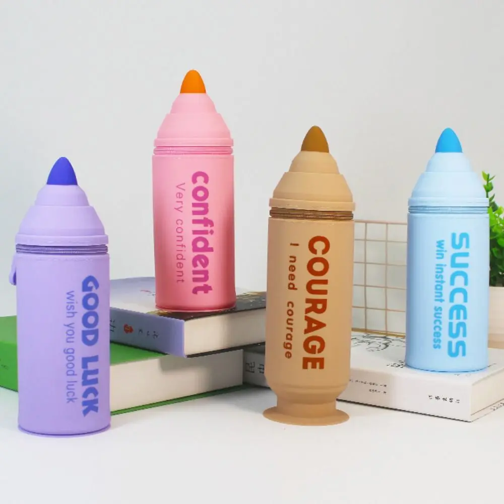 

Marker Pen Shape Pen Holder Suction Cup Detachable Pencil Pot Silicone Colorful Makeup Brush Holder Kids Gift