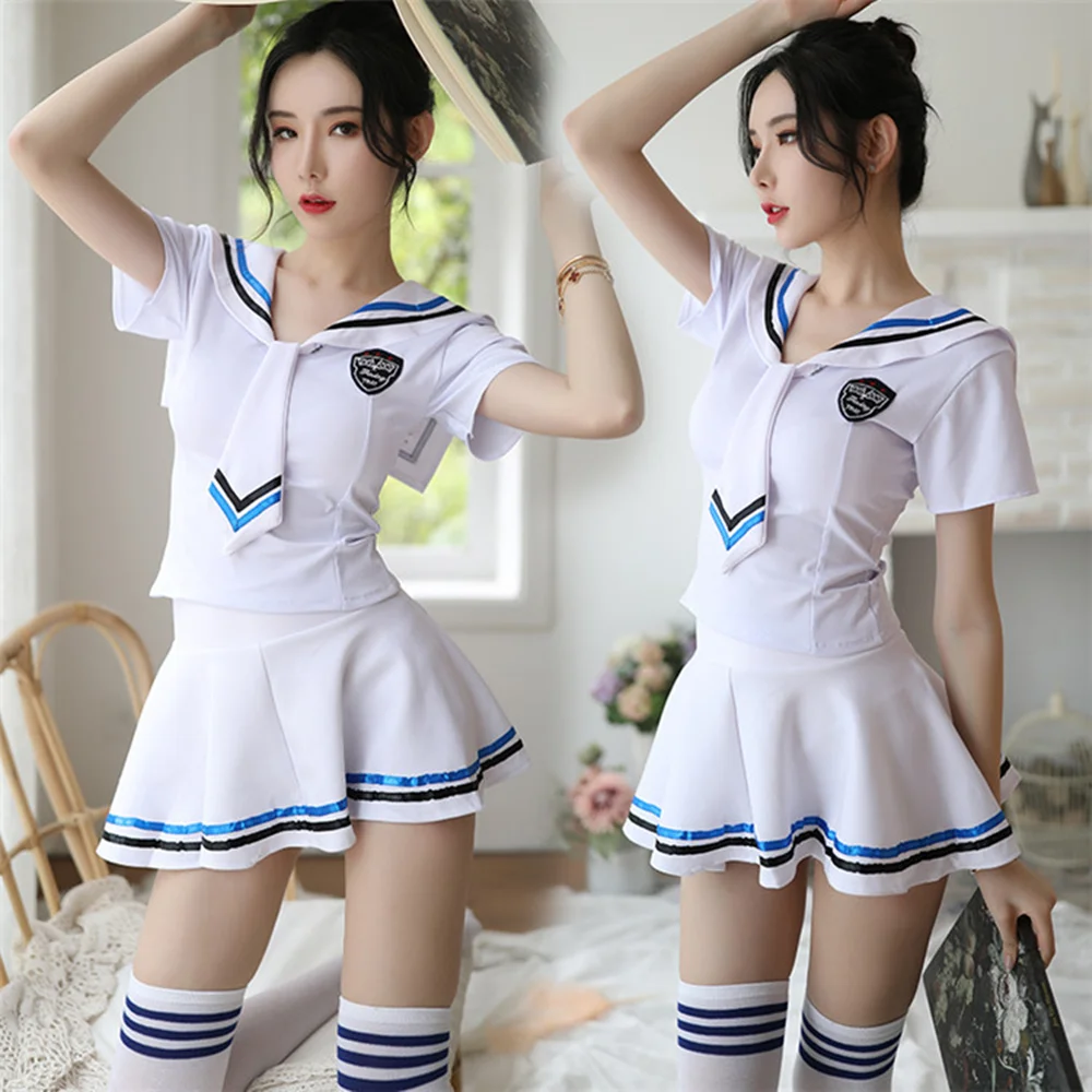 

Erotic Cosplay Lingerie Role Play Costumes Sexy Skirt for Sex School Girl Costume Adults Crossdresser Sailor Sex Uniforms Lure