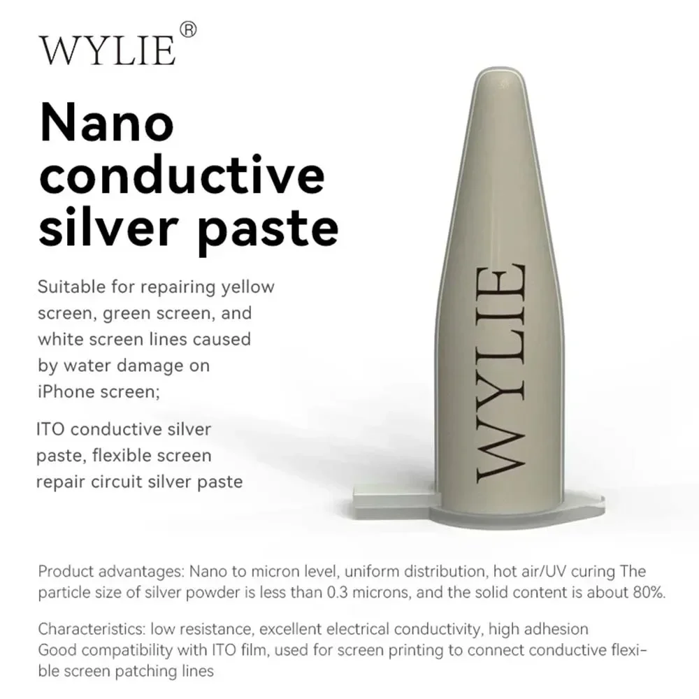 معجون فضي موصل من Wylie Nano لإصلاح iPhone، دوائر الشاشة باللون الأصفر والأخضر والأبيض، أداة شاشة تالفة لتدخل الماء