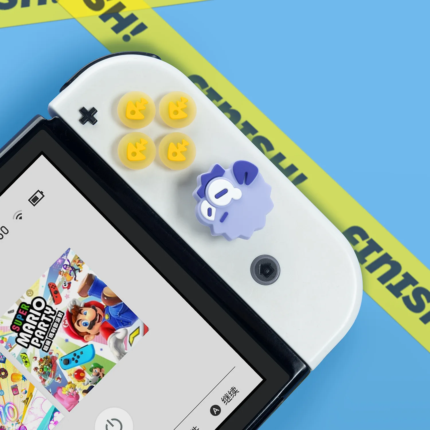 Cute Squid Silicone Soft D-pad Cross Button ABXY Key Sticker Skin Case For Switch Oled NS Joy-con Thumb Stick Grip Cap Cover