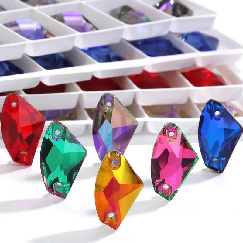 10Pcs12x19mm Galactic Glass Strass Colors Rhinestones Sew On Rhinestone Flatback Glass Stones Sewing Crystals for Garment Dress
