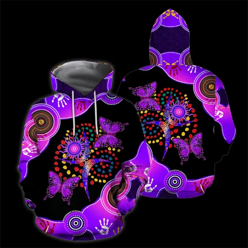 Men's 3D-Printed Hoodie Trendy Animal Graphic Lizard & Turtle Y2K Style Pullover Indigenous Australian Style