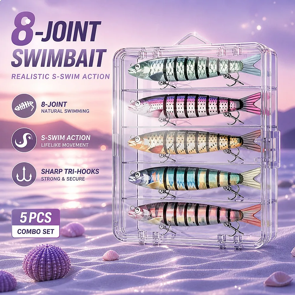 3pcs/5pcs/10Pcs Far Casting 19g Pencil Shape Hard 8 Segment Swimbaits Full Sinking Realistic Bionic Bass Trout Pesca