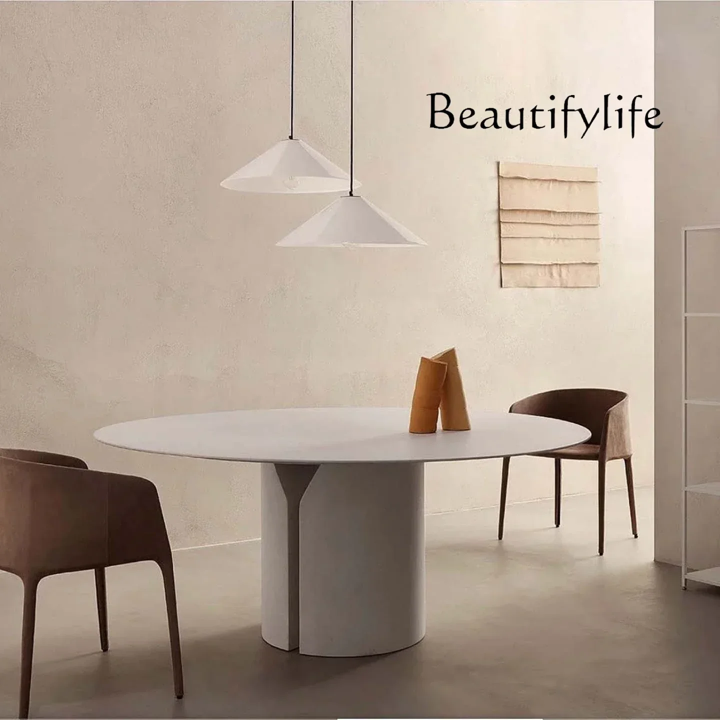 N44 high-end oval family villa dining table fashion conference table new Italian light luxury minimalist negotiation table desig