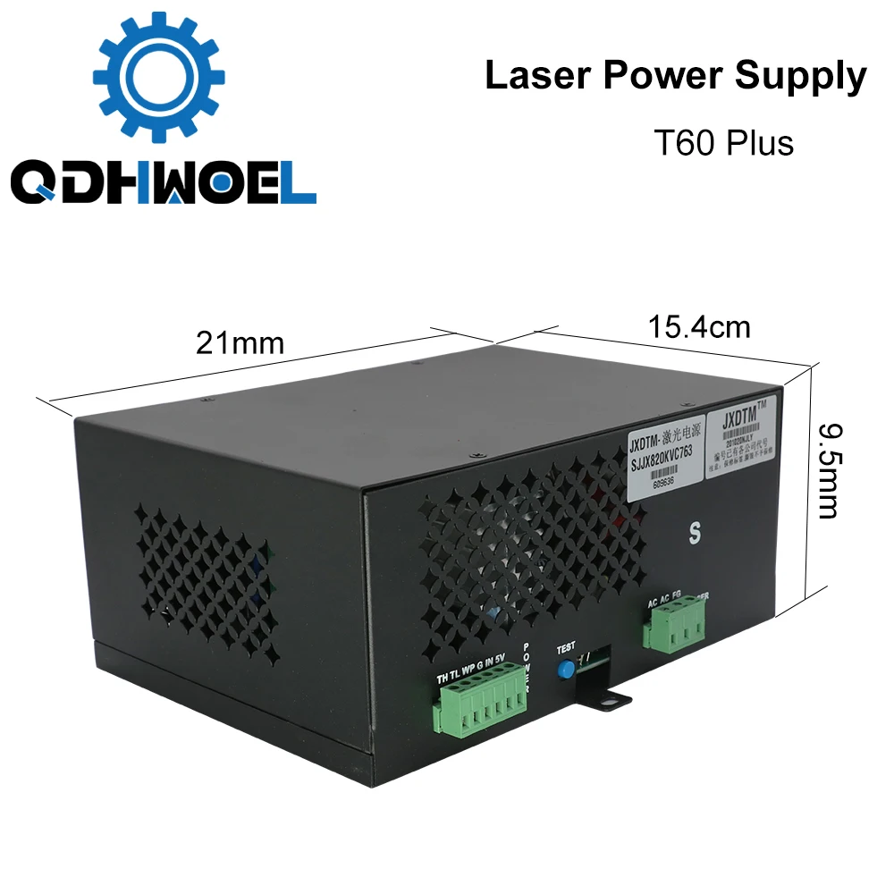 60W CO2 Laser Power Supply for CO2 Laser Engraving Cutting Machine HY-T60 T / W Plus Series with Long Warranty