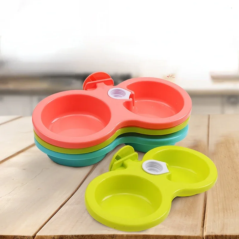 Double Pet Cage Hanging Food Bowls Automatic Drinking Water Feeder 3 Colors Cat Bowl Puppy Feeding Supplies Dog Accessories