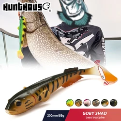 Hunthouse 3D Goby Shad Soft Lure Pro 2pcs Fishing Sinking 200mm/55g Saltwater With Rattle Silicone Leurre Wobbler For Trout Pike