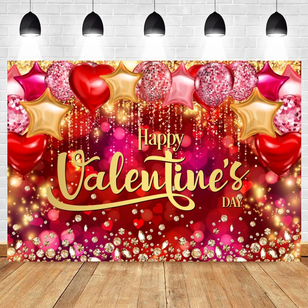 Valentine\'s Day Photography Backdrop Rose Flower Love Heart Lights Bridal Shower Wedding Anniversary Birthday Party Background