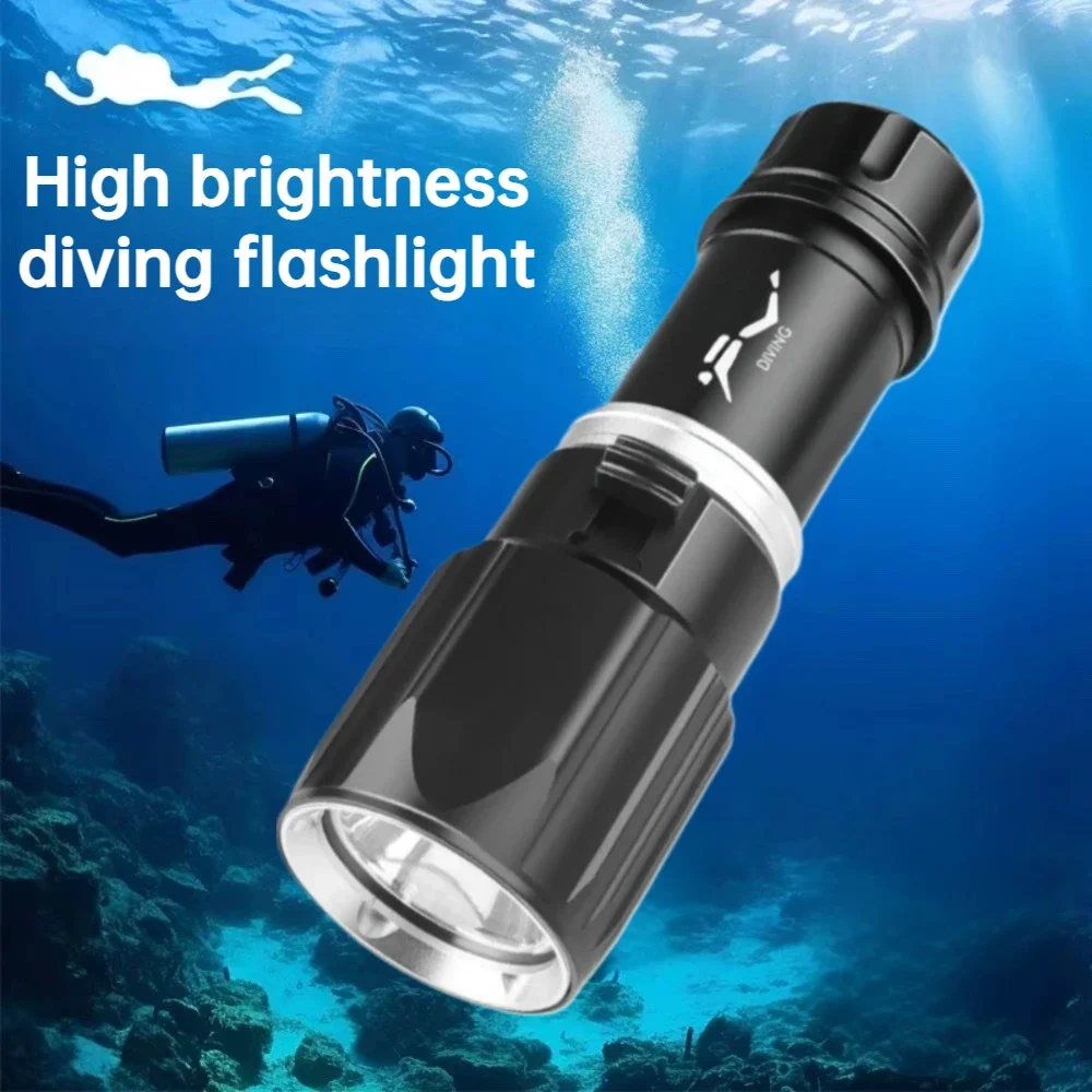Strong Light Diving Flashlight Amphibious Torch Rechargeable Professional Diving Light for Outdoor Night Fishing Lantern