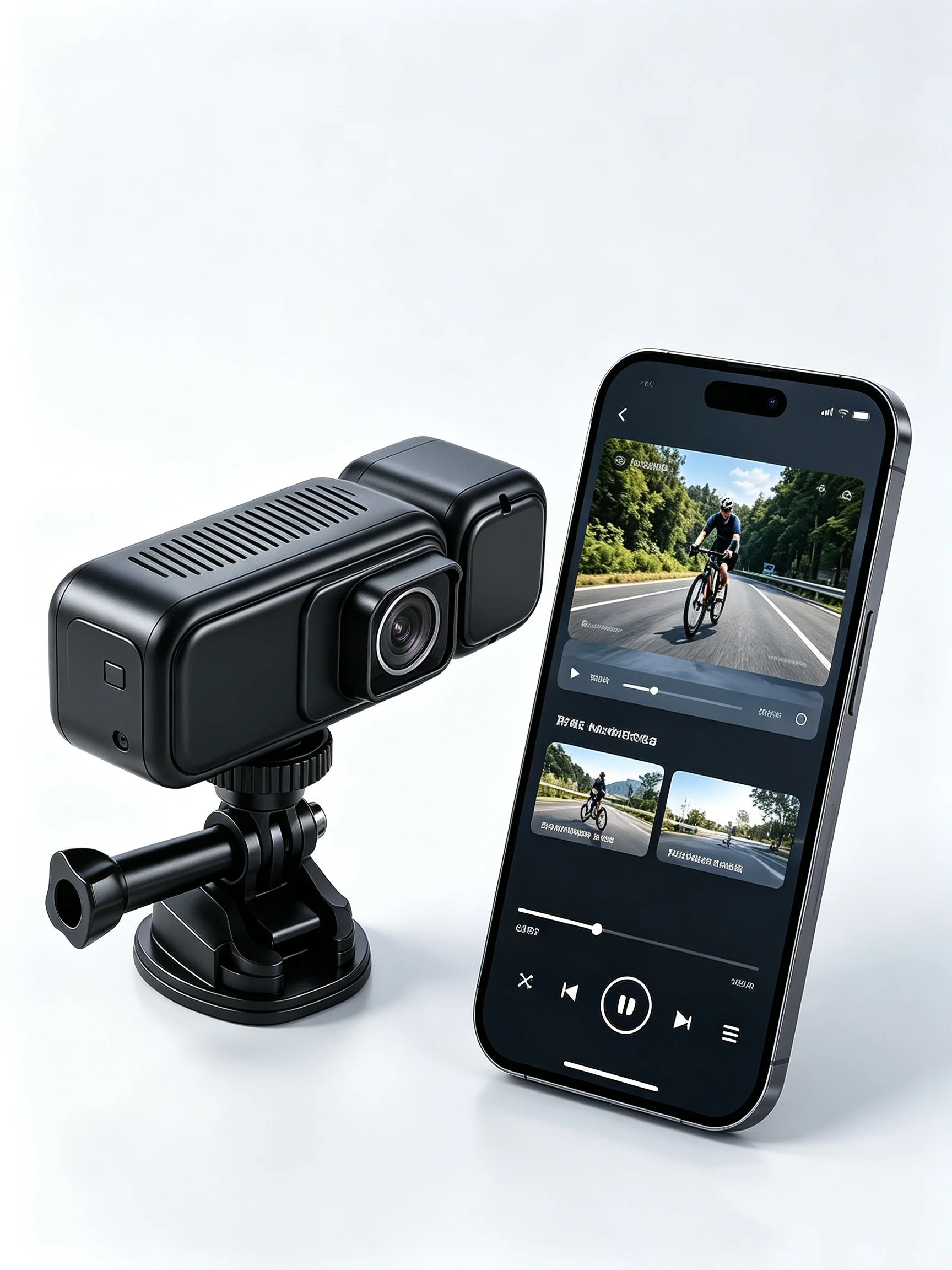 360°Rotatable Rear Lens 4K Motorcycle Dash Cam IP68 Waterproof WiFi Loop Recorder