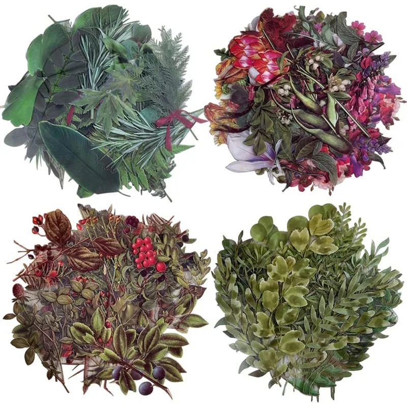 

160 шт. наклейки с цветами, фруктами и растениями, наклейки для скрапбукинга, винтажные моделирующие водонепроницаемые самоклеящиеся прозрачные наклейки, этикетки