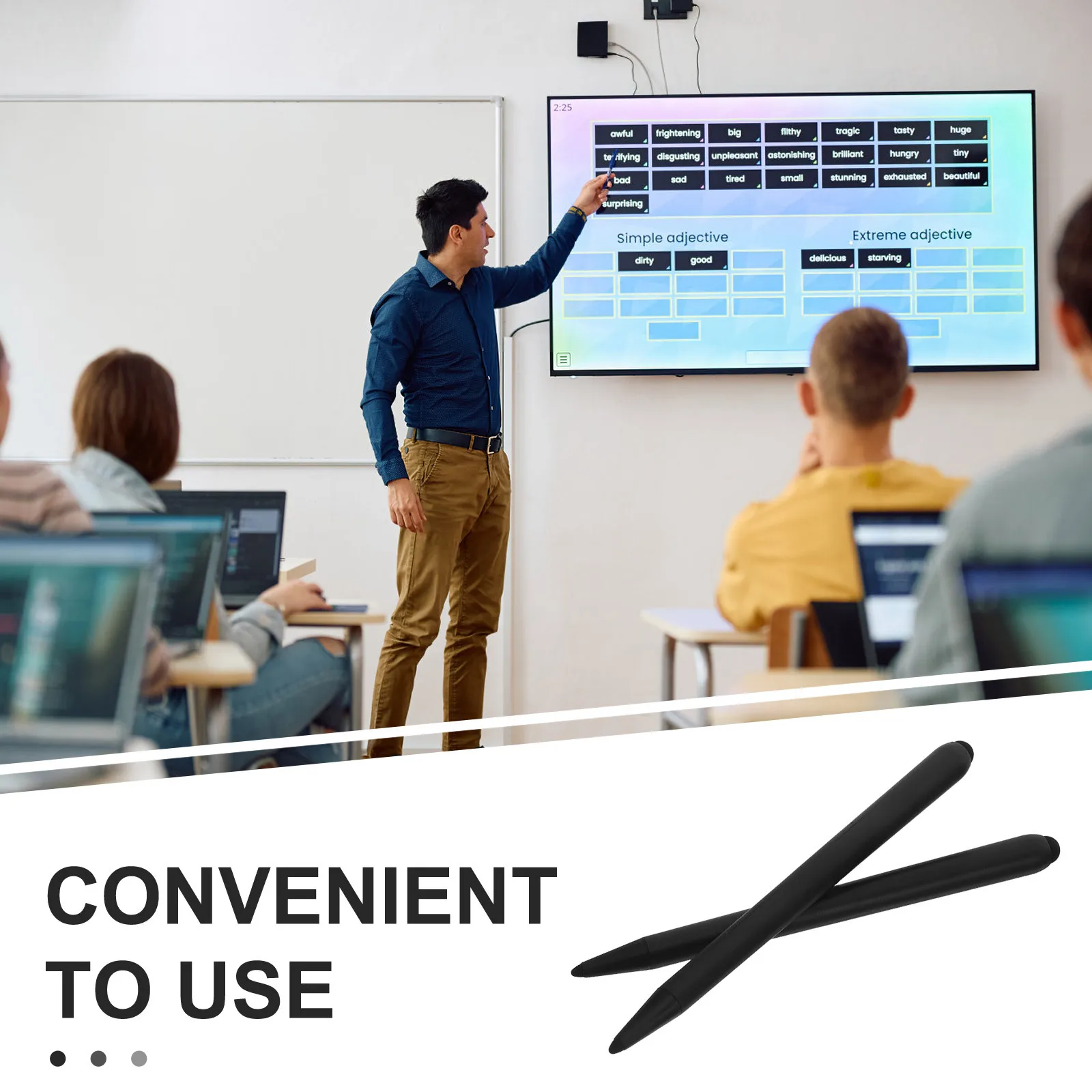 2Pcs Touch Screens Stylus Pen Dual Tip Creative Plastic Display Screen Teaching Pen All-in-One Machine Universal Screen