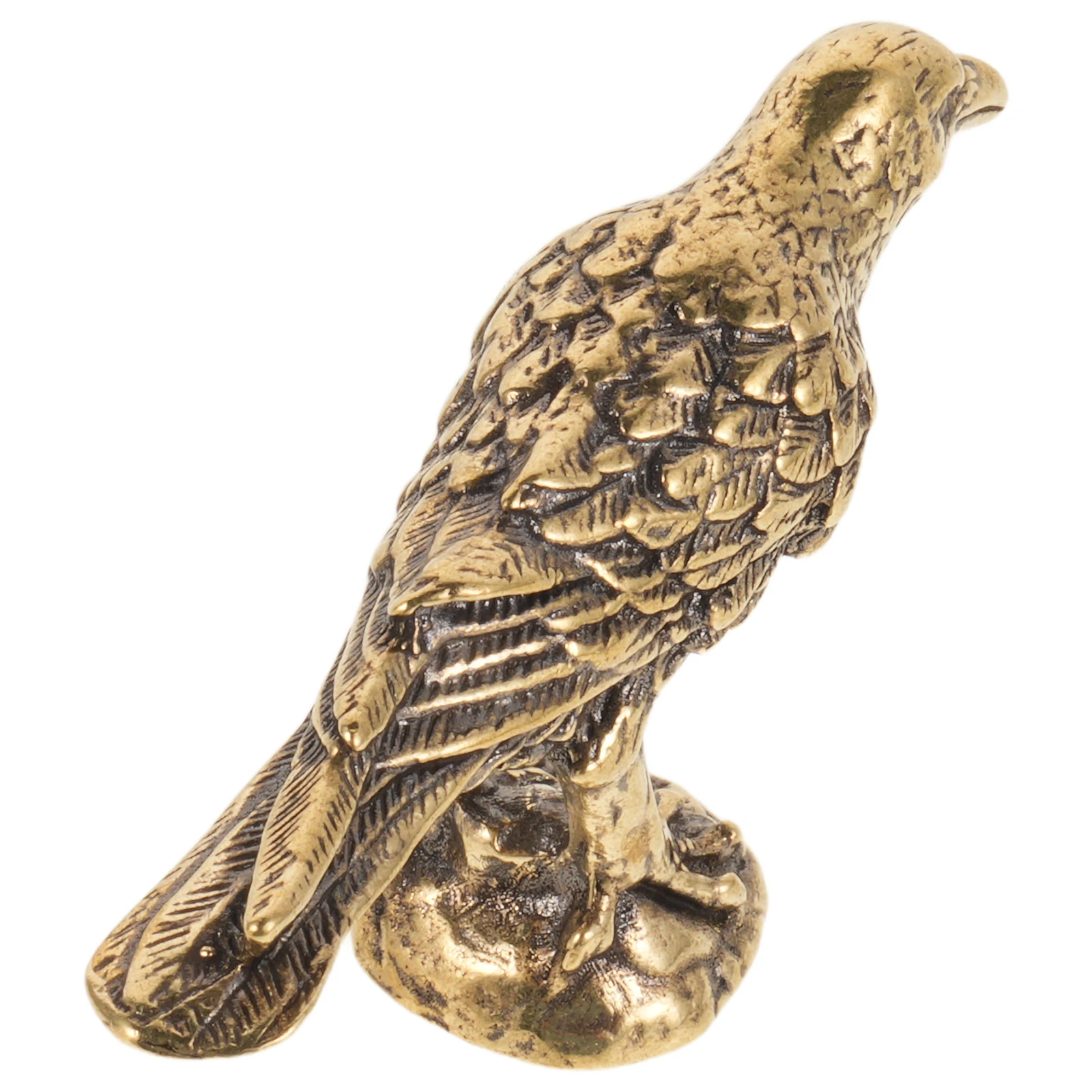 

1pc Vintage Brass Crow Figurine Tabletop Ornaments Brass Bird Statue Ornament Brass Animal Bookshelf Decoration 7.3X4.1X2 Cm