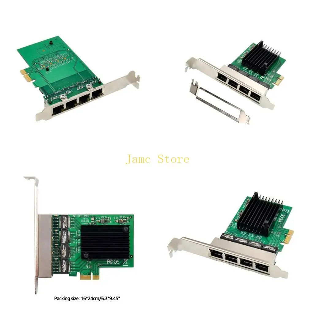 LX0B for Intel 82576 4 Ports PCI-E Gigabit Card PCI for Express Ethernet Adapter 1000Mbps Support for Windows 98se