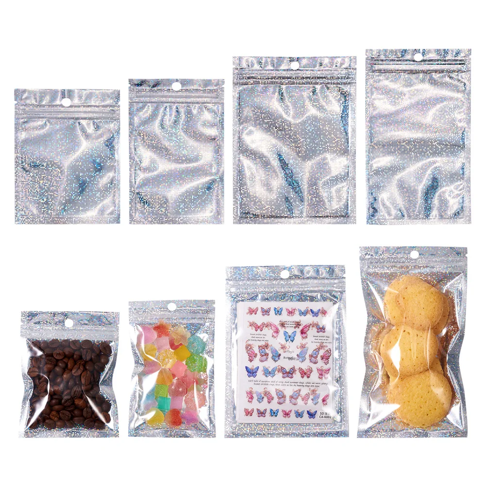 Plastic Reclosable Zip Lock Gift Bags Top Self Seal Pouches Laser/Yin-yang Multi-style Gift Storage Bags DIY Jewelry Packaging