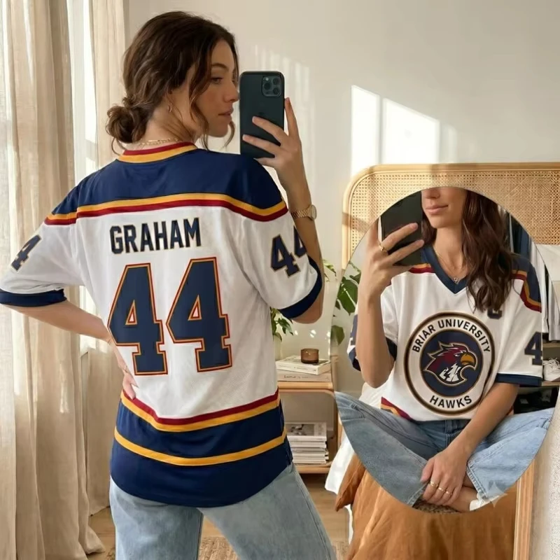 Off Campus Briar University Jersey Graham 44 22 DI LAURENTIS 66 Tucker46 T-shirt V-neck Short Sleeve Men Women Tees 3D Print Top