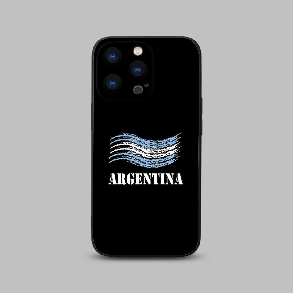 Argentina Flag Phone Case For iPhone 15,14,13,12,11 Plus,Pro,Max,XR,XS,X,7,8 Plus,SE,Mini Black Silicone Soft