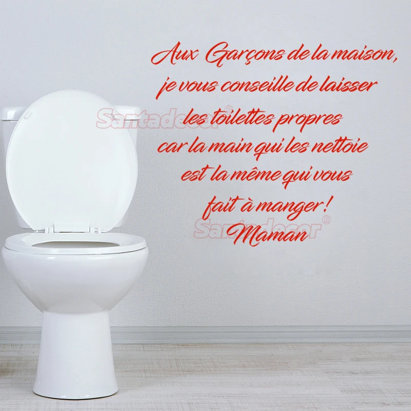 Sticker Citation Texte Aux Garçons De La Maison Les Toilettes Propres Wallpaper WC Mural Art Home Decor House Decoration