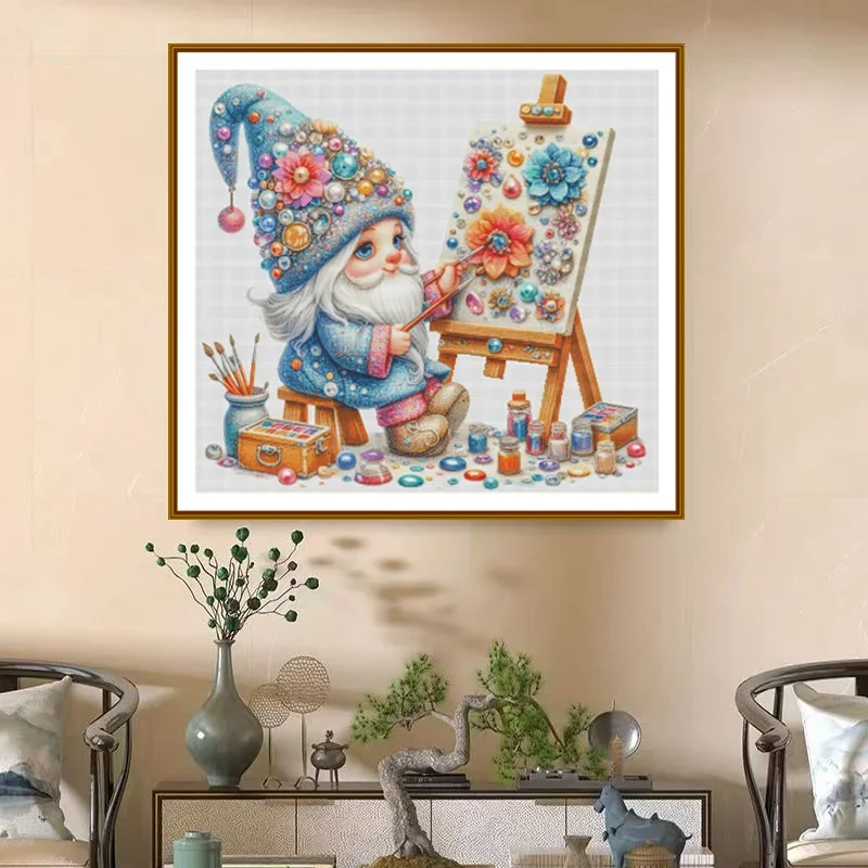 [ZZ5527-painting Dwarfs] 11CT 14CT 16CT DIY Stamped Cross Stitch Kit with Printed Canvas and Cotton Threads Embroidery, Full Kit
