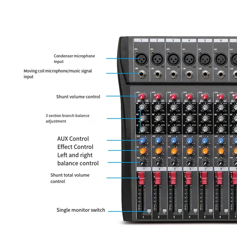 【Flash Sale】CT80 Professional Audio Mixer 8-Channel Bluetooth USB Effect 48V Recording Stage Party Sound Mixer Console