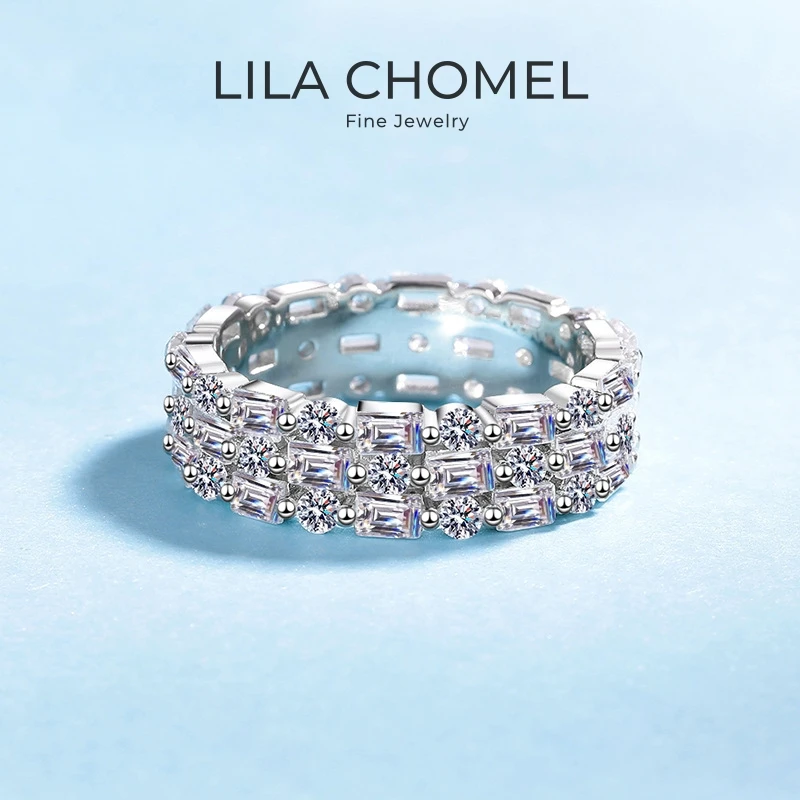 

Women Engagement 18K White Gold Wedding Band 4.355CT Moissanite Diamond Lover Birthday Gift PT950 Valentine's Day Trendy Rings