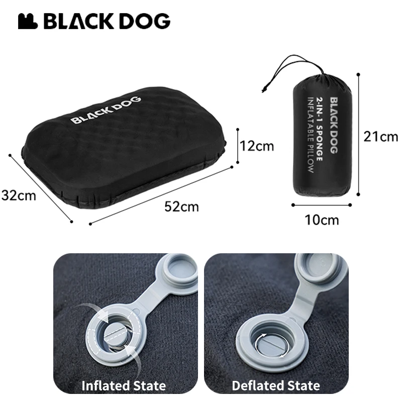 

Naturehike BLACKDOG 2-в-1 губчатая надувная подушка для кемпинга, путешествий, нескользящая сверхлегкая складная воздушная подушка, водонепроницаемая, комфортная