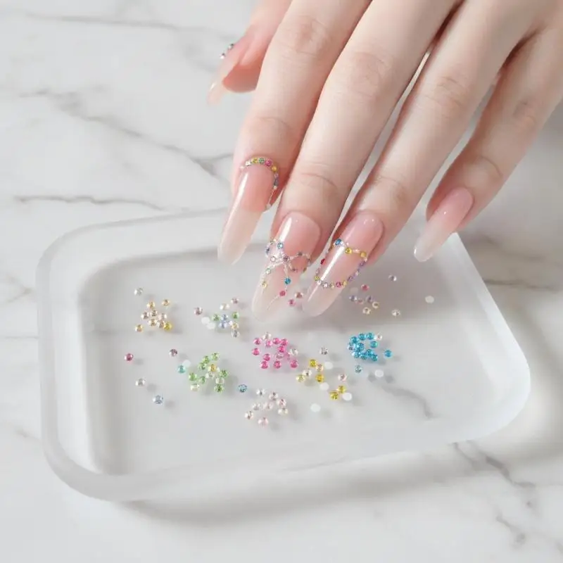 Flatback Small Round Rhinestones High Shine Smooth Cut Nail Art Inlay Stones for Professional Manicure Studio Beginners
