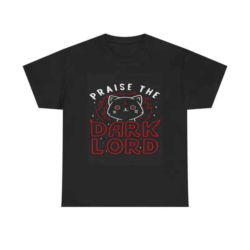 Praise The Dark Lord Kitten Funny T Shirt Vintage Heavy Cotton