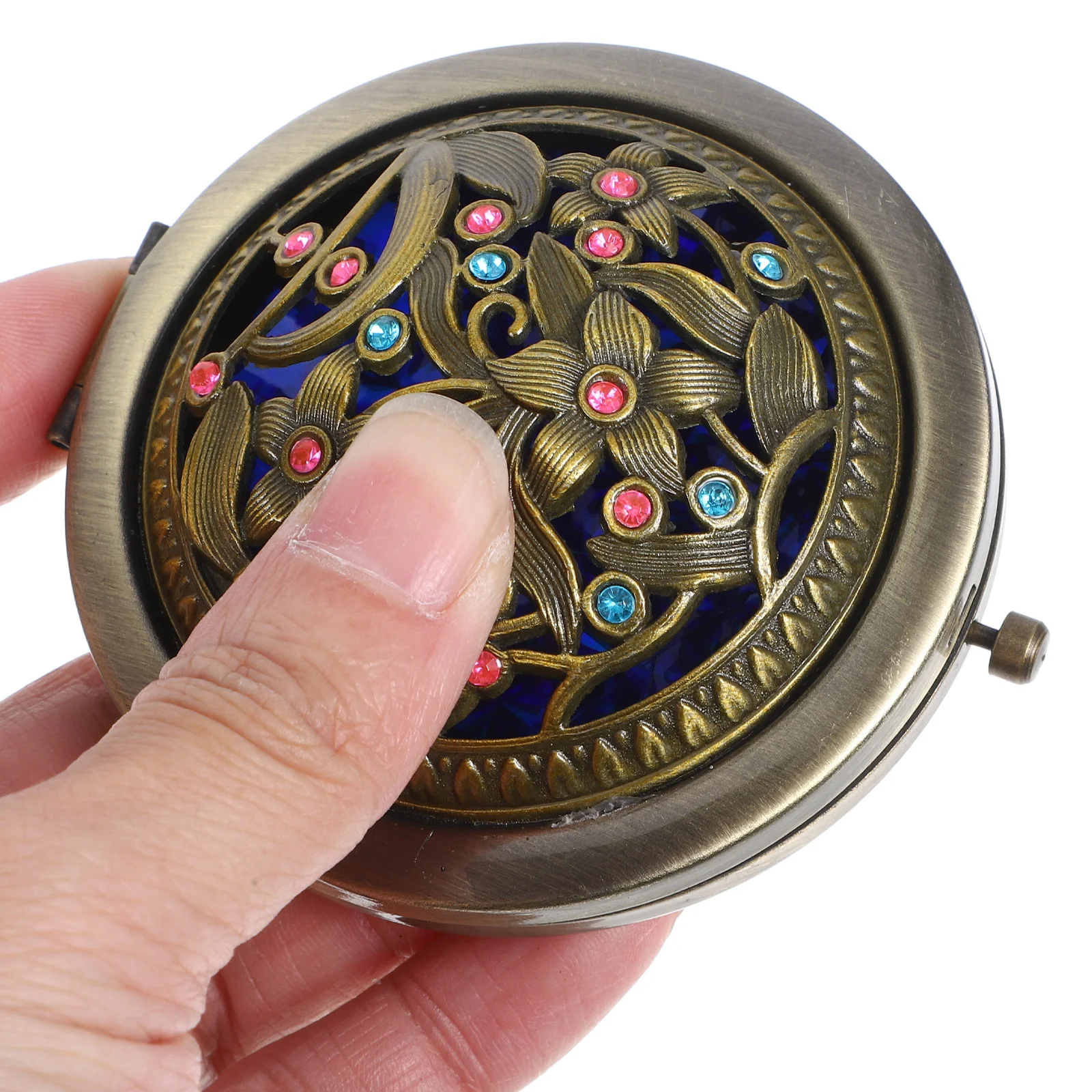 Retro Makeup Portable Compact Travel For Women High Definition Foldable Pocket Small Hand Mirror Daily Use Outdoor