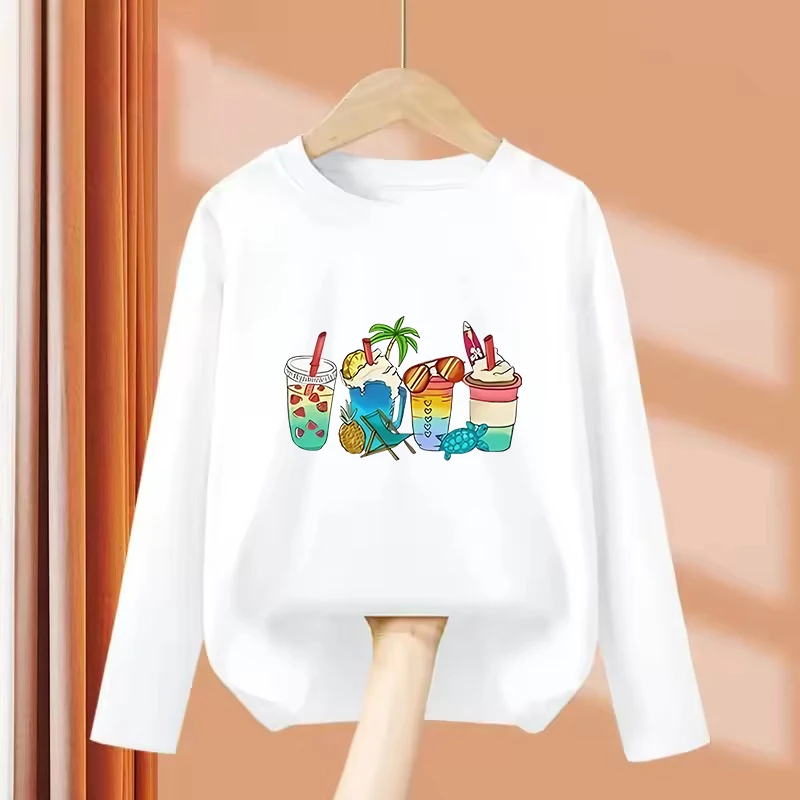 Long Sleeve Y2k Juice Colorful Design T Shirts Fashion Kids Children's T-shirt Boys Girls Summer Spring Casual Top Tee Shirt