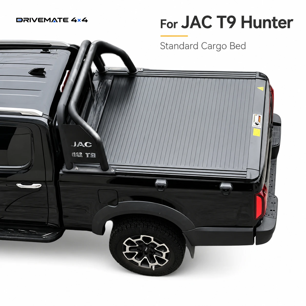 Retractable Roller Shutter Tonneau Cover with Metal Lock Triple-Slot Design for JAC T9 Hunter Standard Cargo Bed