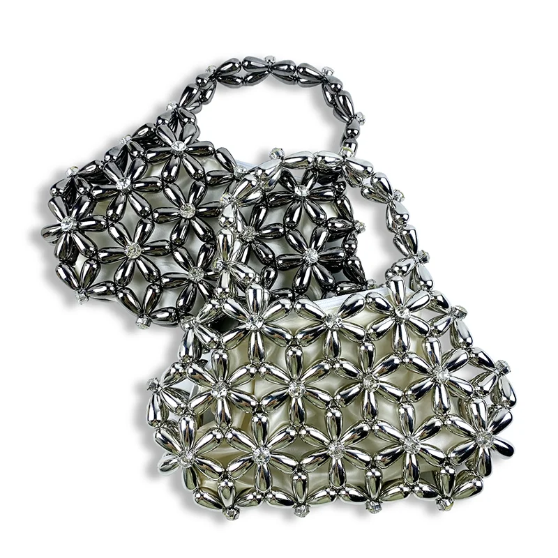 

24 Summer New Fashionable Handbag Mini Small Bag Beaded Diamonds Woven Phone Bag Daily Leisure Travel Bag